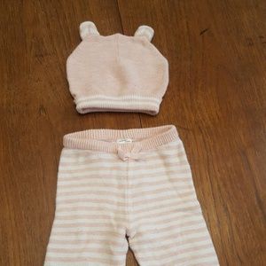 Knit beanie with ears and matching pants